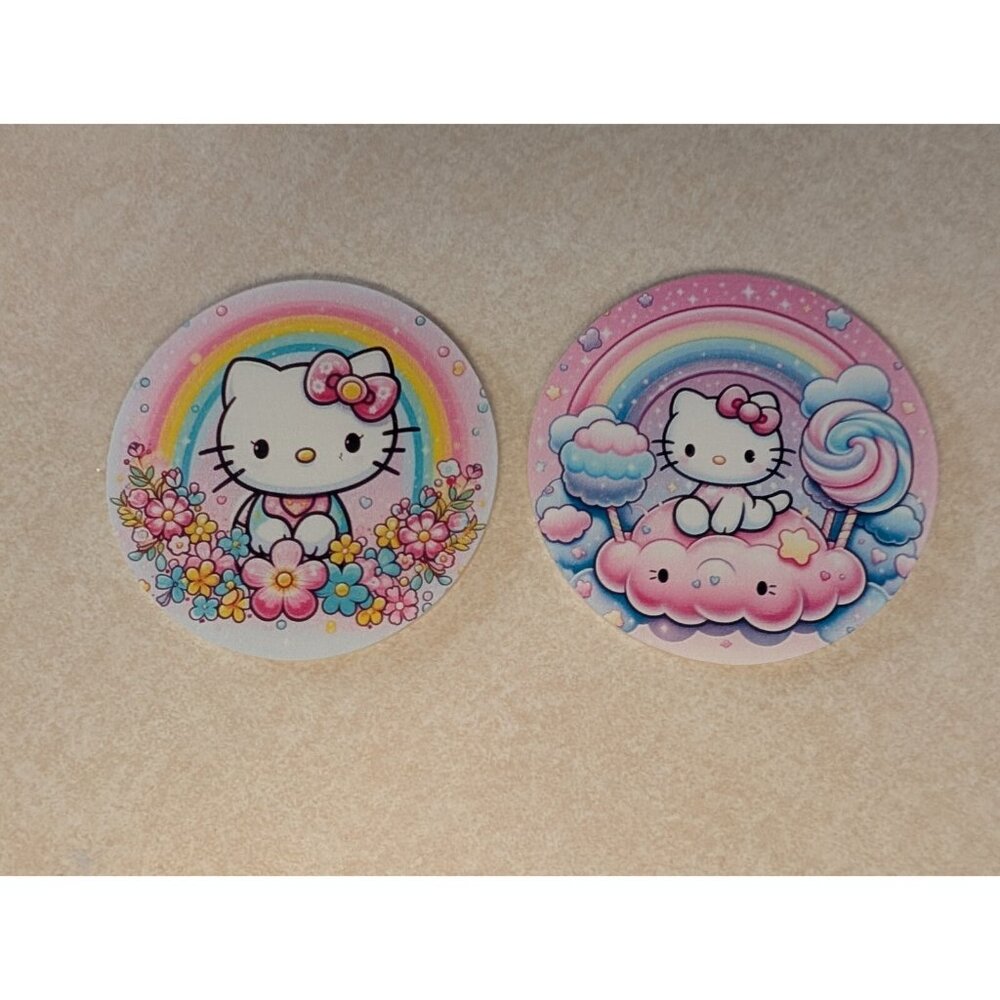 Hello Kitty Car Coaster Set – Set of 2 Colorful Acrylic Cup Holder Inserts
